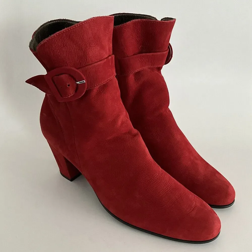 Arche LN  Suede Ankle Comfort Boots Red 42